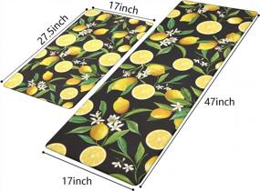 img 2 attached to 2-Piece SHACOS Lemon Kitchen Rugs Mats Set: Anti Fatigue, Non Slip, Waterproof Standing Mat For Kitchen Office Laundry Room - 17"X27.5",17"X47",Black