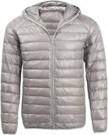mens ultra light weight puffer down jacket with hood by hiheart logo