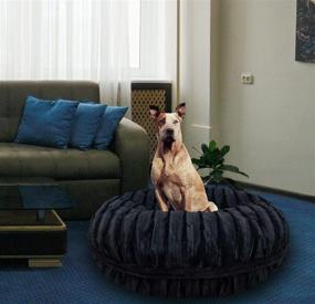 img 2 attached to Bessie and Barnie Bagel Dog Bed - Extra Plush Faux Fur Circle Bed with Waterproof Lining - Removable Washable Cover - Calming Bed for Dogs - Multiple Sizes & Colors