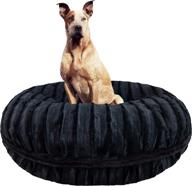 bessie and barnie bagel dog bed - extra plush faux fur circle bed with waterproof lining - removable washable cover - calming bed for dogs - multiple sizes & colors logo