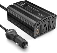 🔌 high-performance 400w power inverter dc 12v to 110v ac car charger converter with dual usb ports (4.8a) and 2 ac outlets car adapter - black logo