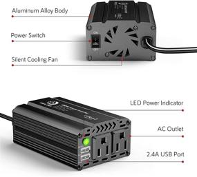 img 2 attached to 🔌 High-Performance 400W Power Inverter DC 12V to 110V AC Car Charger Converter with Dual USB Ports (4.8A) and 2 AC Outlets Car Adapter - Black