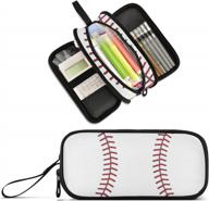 organize like a pro with xuwu ball lace baseball pencil case - large, 3-compartment, multi-purpose stationery bag for students and professionals logo