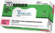 powder-free exam gloves: hourglass handpro 400 latex ambidextrous, 0.12mm thick, 240mm length, x-small size - 100 gloves per box, 10 boxes per case logo
