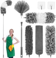 🧹 100-inch extension pole microfiber duster: 8pcs kit for high/low cleaning – ceiling, fan, blinds, cabinets, cars logo