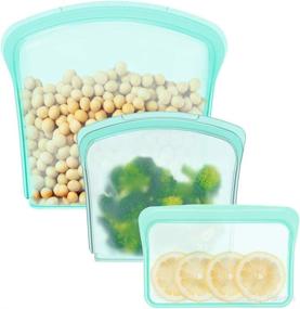 img 4 attached to Silicone Reusable Food Storage Bags: Aqua, Pack of 3 (Snack, Sandwich, Gallon), Ideal for Cook, Store, Sous Vide, Freeze, Leakproof + Dishwasher-Safe - Food-Grade Quality