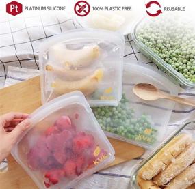 img 2 attached to Silicone Reusable Food Storage Bags: Aqua, Pack of 3 (Snack, Sandwich, Gallon), Ideal for Cook, Store, Sous Vide, Freeze, Leakproof + Dishwasher-Safe - Food-Grade Quality