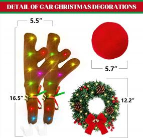 img 2 attached to Car Christmas Decoration Kit With Reindeer Antlers, Light-Up Wreath, Bell, And Nose For Window Grille - Battery Operated Exterior Christmas Decorations For Cars