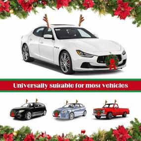 img 1 attached to Car Christmas Decoration Kit With Reindeer Antlers, Light-Up Wreath, Bell, And Nose For Window Grille - Battery Operated Exterior Christmas Decorations For Cars