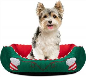 img 2 attached to Green Glovers Hollypet Christmas Printed Rectangle Self-Warming Plush Dog Cat Pet Bed