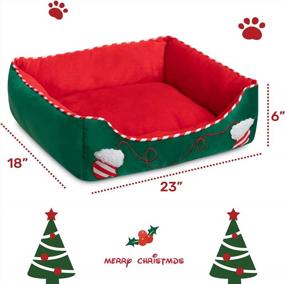 img 3 attached to Green Glovers Hollypet Christmas Printed Rectangle Self-Warming Plush Dog Cat Pet Bed