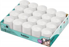 img 4 attached to BOLSIUS Votive Candles - 20 ресторанных свечей в упаковке в белых небьющихся пластиковых стаканчиках - 24 часа - европейское качество премиум-класса - гладкие и бездымные свечи для повторного зажигания без запаха