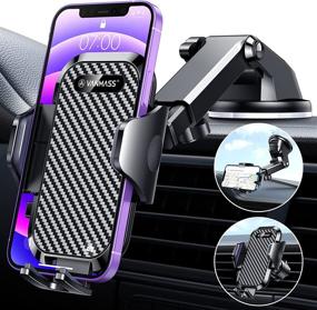 img 4 attached to 🚗 VANMASS Car Phone Holder Mount - Dashboard Phone Mount with Super Suction Cup - Universal Handsfree Dash Windshield Hook Air Vent Truck Stand - Compatible for iPhone and Samsung - Ideal for Road Trips