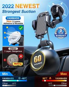 img 3 attached to 🚗 VANMASS Car Phone Holder Mount - Dashboard Phone Mount with Super Suction Cup - Universal Handsfree Dash Windshield Hook Air Vent Truck Stand - Compatible for iPhone and Samsung - Ideal for Road Trips