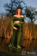 img 1 attached to Maternity Off Shoulder Long Sleeve Fitted Gown For Photo Props - OQC Velvet Half Circle Maxi Photography Dress review by Leonard Beard