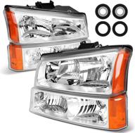 🚗 polly wales 2003-2006 silverado headlight assembly - chrome housing | chevy silverado 1500/2500/3500 headlamp replacement left and right логотип