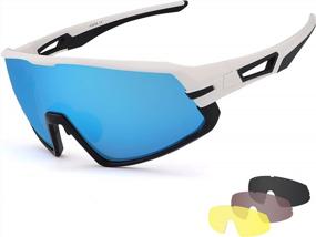 img 4 attached to Xiyalai Polarized Cycling Sunglasses For Men And Women - 4 Interchangeable Lens For Driving & Baseball Glasses