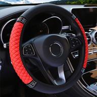 bling up your ride: autoyouth's 15 inch elastic stretch leather steering wheel cover with crystal diamond design and anti-slip features logo