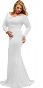 img 4 attached to Stunning Plus Size Off-Shoulder Gown For Formal Occasions - LALAGEN Women'S Long Sleeve Dress