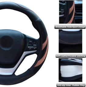 img 1 attached to Alusbell Microfiber Leather Steering Wheel Cover Breathable Auto Car Steering Wheel Cover For Men And Women