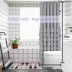 img 3 attached to HIG Handmade Ruffle Shower Curtain Great For Showers & Bathtubs - Quick Drying - 12 Buttonholes Design - Easy To Install - Fade Resistant And Opaque(Arya-Gray, 72" L X 72" W)