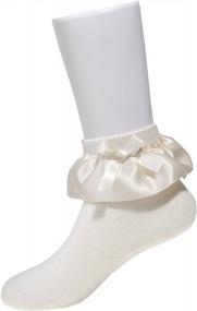 img 2 attached to Cute And Stylish: Epeius Girls Bowknot & Satin Frilly Lace Socks - Up To 5 Pairs Per Pack!