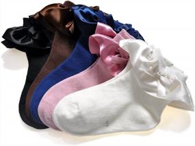 img 3 attached to Cute And Stylish: Epeius Girls Bowknot & Satin Frilly Lace Socks - Up To 5 Pairs Per Pack!