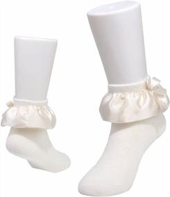 img 1 attached to Cute And Stylish: Epeius Girls Bowknot & Satin Frilly Lace Socks - Up To 5 Pairs Per Pack!