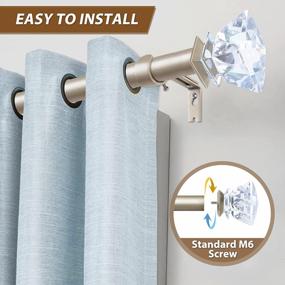 img 3 attached to Upgrade Your Windows With KAMANINA 1 Inch Curtain Rods - 36 To 72 Inches (3-6 Feet) - Elegant Acrylic Crystal Ends - Available In Champagne Gold