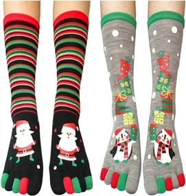 img 2 attached to Праздничные носки с пятью пальцами для женщин: согревайтесь и чувствуйте себя комфортно в это Рождество с зимними носками Ayliss Crew Socks