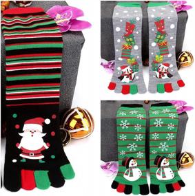 img 1 attached to Праздничные носки с пятью пальцами для женщин: согревайтесь и чувствуйте себя комфортно в это Рождество с зимними носками Ayliss Crew Socks
