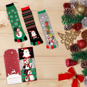 img 3 attached to Праздничные носки с пятью пальцами для женщин: согревайтесь и чувствуйте себя комфортно в это Рождество с зимними носками Ayliss Crew Socks