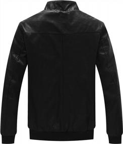 img 3 attached to WenVen Men'S Stand Collar Fleece Lined Bomber Faux Leather Jacket