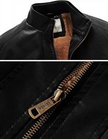 img 1 attached to WenVen Men'S Stand Collar Fleece Lined Bomber Faux Leather Jacket
