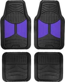 img 3 attached to 🚗 FH Group Monster Eye Full Set Rubber Floor Mats: Trimmable Vinyl Trunk Liner Included, Blue/Black - Fit Most Car, Truck, SUV, or Van F11313- F16403