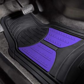 img 2 attached to 🚗 FH Group Monster Eye Full Set Rubber Floor Mats: Trimmable Vinyl Trunk Liner Included, Blue/Black - Fit Most Car, Truck, SUV, or Van F11313- F16403