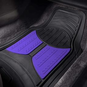 img 1 attached to 🚗 FH Group Monster Eye Full Set Rubber Floor Mats: Trimmable Vinyl Trunk Liner Included, Blue/Black - Fit Most Car, Truck, SUV, or Van F11313- F16403