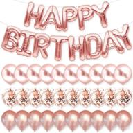 🎉 partyforever rose gold happy birthday balloons: 16-inch letters banner for girls and women - decorations and supplies логотип