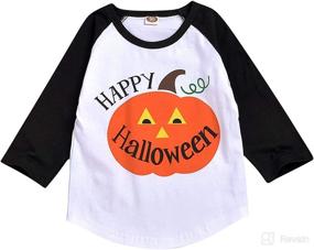 img 4 attached to Toddler Halloween Pumpkin T Shirt Clothes Apparel & Accessories Baby Girls