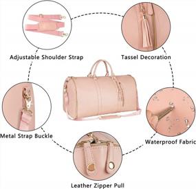 img 1 attached to Carry On Garment Bag, Large Hanging Duffle Bag For Women, PU Leather Duffle Bag Waterproof Garment Bags For Travel With Shoe Pouch - 2 In 1 Hanging Suitcase Suit Travel Bags, Gift For Women, Peachpuff
