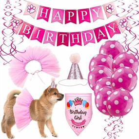 img 4 attached to Pamper Your Pooch With 12 Piece Pink Themed Dog Birthday Party Supplies: Hats, Tutus, Scarfs, Banner And Outfit!
