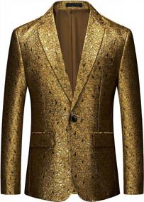 img 4 attached to Stand Out With UNINUKOO'S Stylish Yellow 1-Button Men'S Blazer - Perfect For Weddings And Formal Events