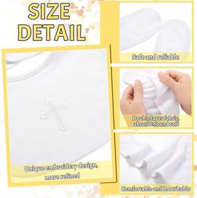 img 2 attached to Adorable 3 Piece White Bibs Set for Baby Christening Baptism Outfits - Perfect Infant Blessings & Cross Embroidered Bibs for Baby Girls & Boys