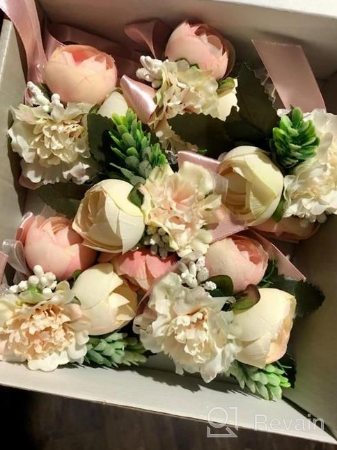 img 1 attached to Stunning Handmade Artificial Peony Rose Wedding Bouquets For Brides And Bridesmaids - Pink review by Hals Martin