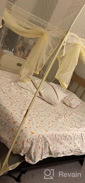 img 1 attached to Yellow Mosquito Net Bed Tent Canopy Curtains With Stand - Perfect For Twin, Full, Or Queen Beds - By CdyBox review by Jeff Shapiro