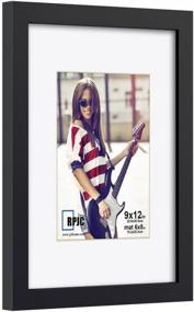 img 3 attached to Solid Wood 9X12 Picture Frames With HD Glass - Display 6X8 Photos With Mat Or 9X12 Without Mat, Wall Mountable Photo Frame In Black By RPJC