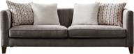 grey velvet mid-century modern sofa with channel tufted back and arms - 82" w couch for living room logo
