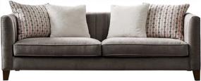 img 4 attached to Grey Velvet Mid-Century Modern Sofa With Channel Tufted Back And Arms - 82" W Couch For Living Room