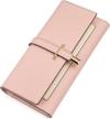 slim trifold designer leather wallet for women: cluci credit card holder with stylish features logo