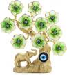 turkish blue evil eye gold fortune tree home decor with elephant figurine and green flowers logo